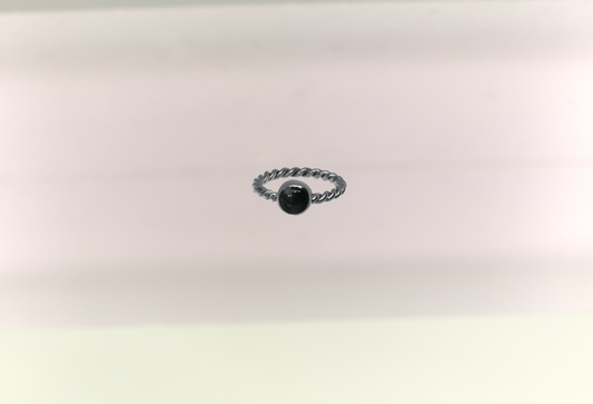 Twisted moss agate ring