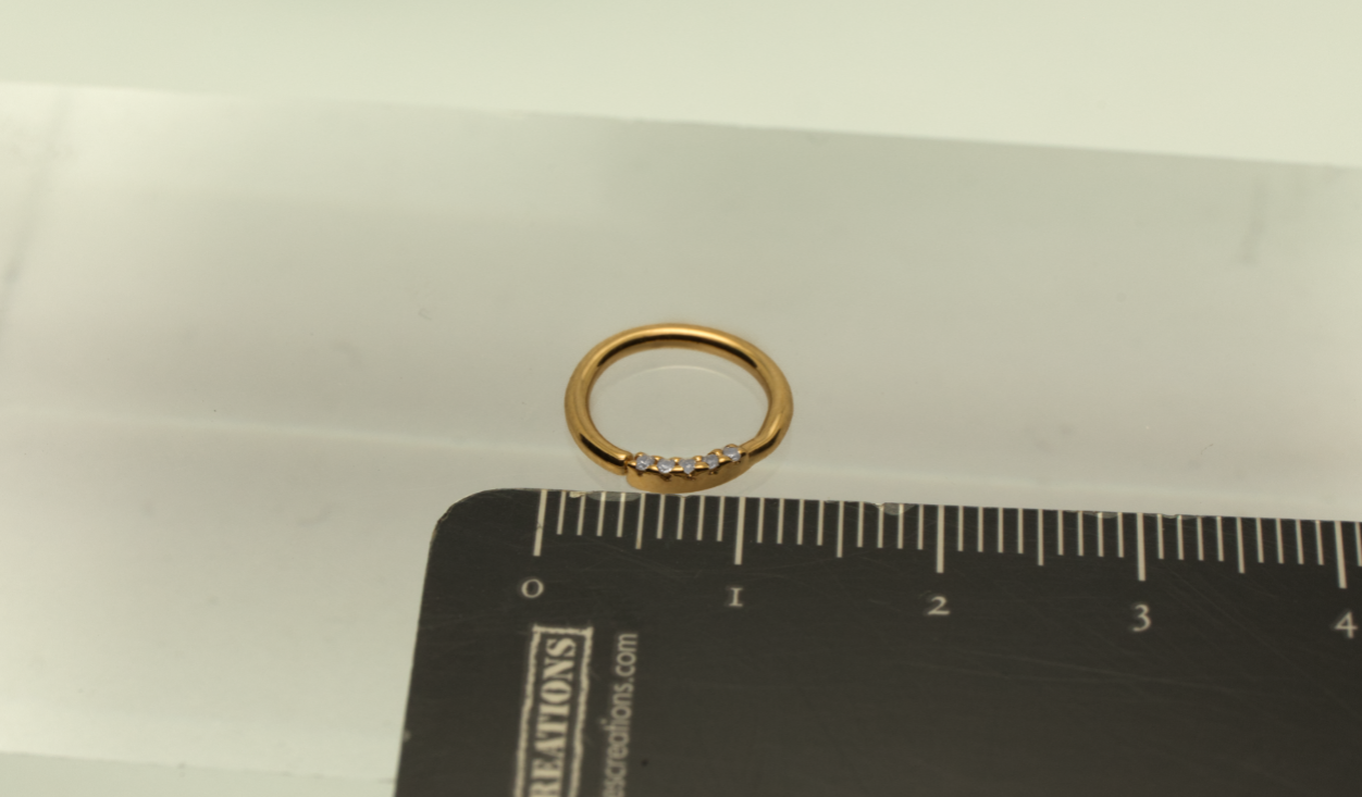 Simple 5 gem ring piercing - 14k